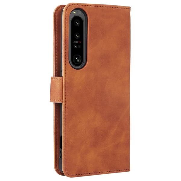 SKALO Sony Xperia 1 IV Matt PU-læderpungetui - Brun