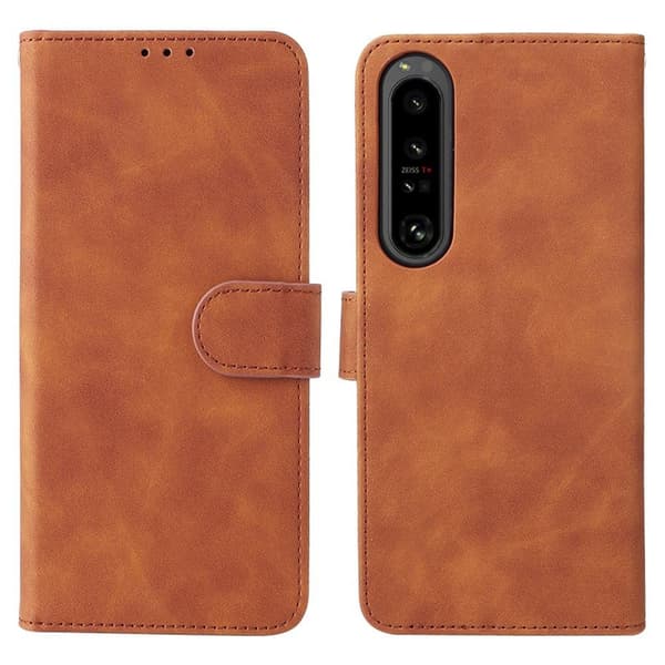 SKALO Sony Xperia 1 IV Matt PU-læderpungetui - Brun