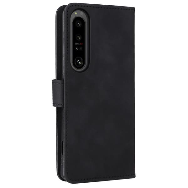 SKALO Sony Xperia 1 IV Matt PU Nahka lompakkokotelo - Musta