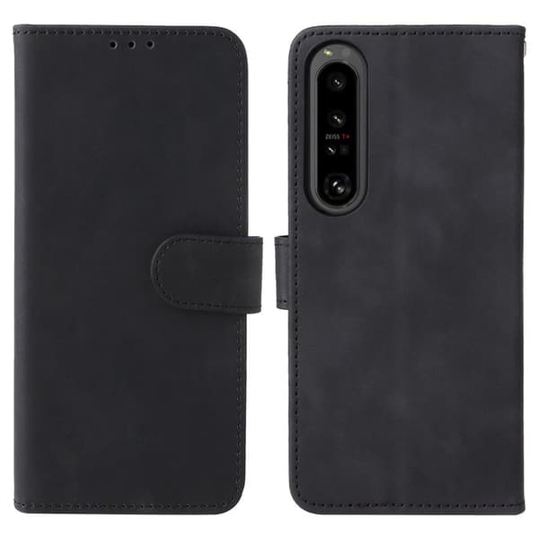 SKALO Sony Xperia 1 IV Matt PU Nahka lompakkokotelo - Musta