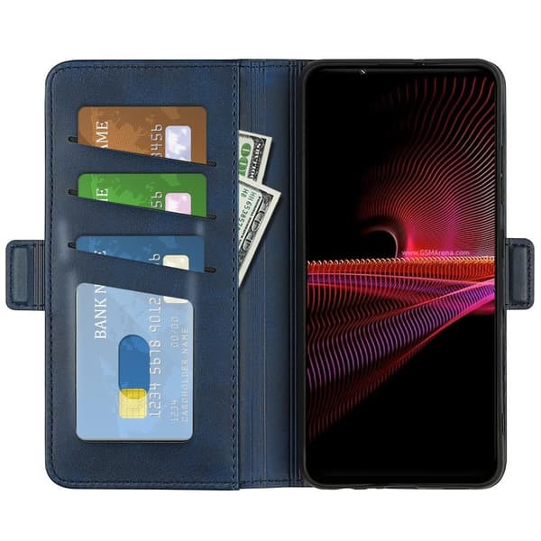 SKALO Sony Xperia 1 IV Premium Wallet Flip Cover - Blå