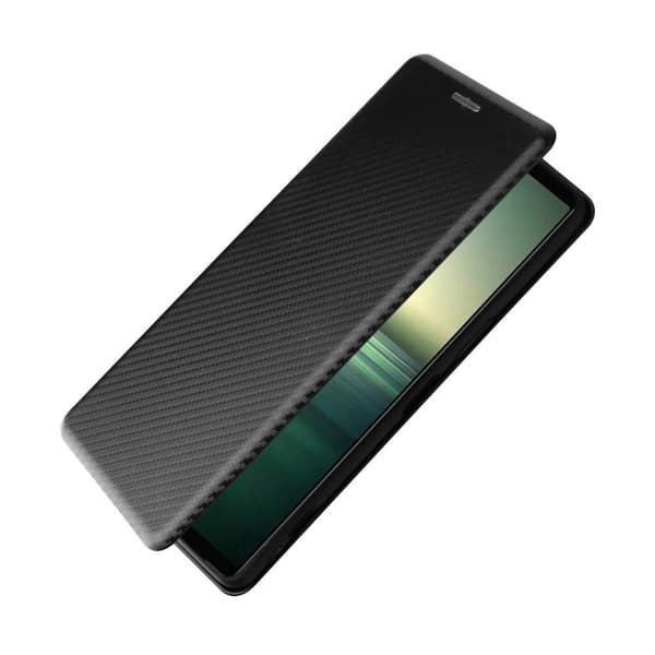 SKALO Sony Xperia 1 IV Carbon Fiber Lompakkokotelo - Musta
