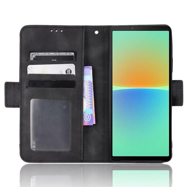 SKALO Sony Xperia 10 IV 6-lokeroa Lompakkokotelo - Musta