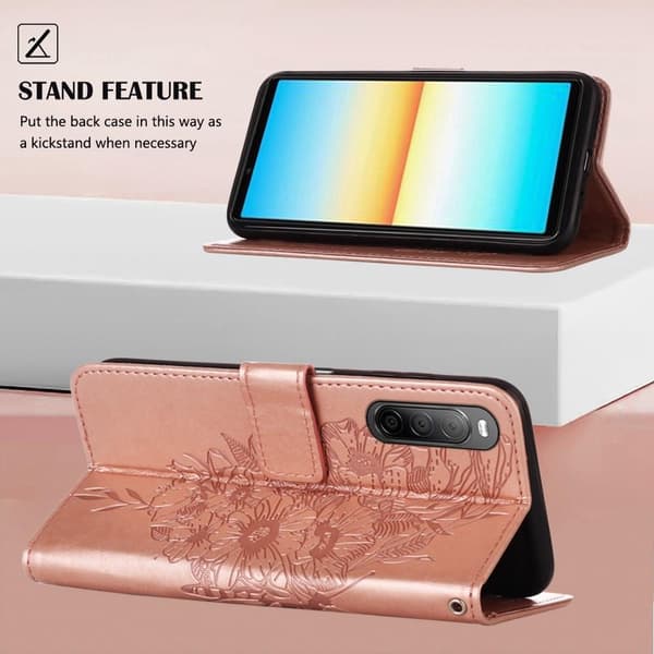 SKALO Sony Xperia 10 IV Mandala Flip Cover - Rosa guld