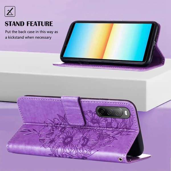 SKALO Sony Xperia 10 IV Mandala lompakkokotelo - Violetti