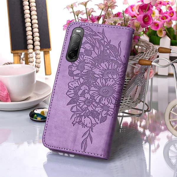 SKALO Sony Xperia 10 IV Mandala lompakkokotelo - Violetti