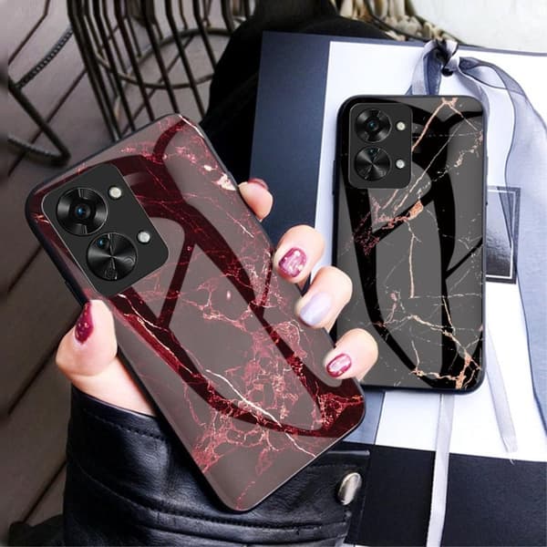 SKALO OnePlus Nord 2T 5G Marmor Härdat Glas TPU-skal - Motiv 2