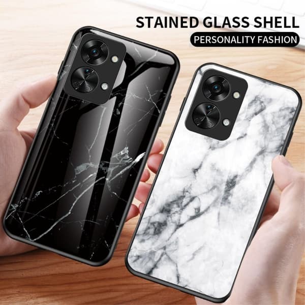 SKALO OnePlus Nord 2T 5G Marmor Härdat Glas TPU-skal - Motiv 2