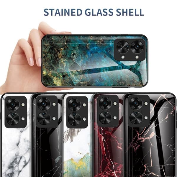 SKALO OnePlus Nord 2T 5G Marmor Härdat Glas TPU-skal - Motiv 2