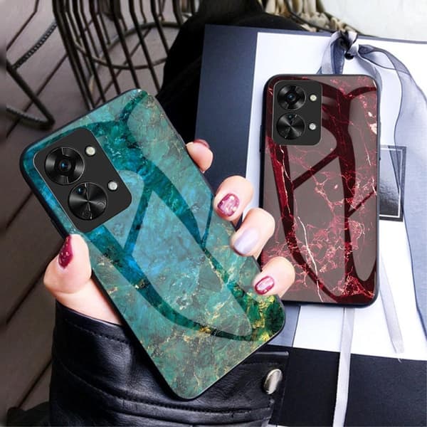 SKALO OnePlus Nord 2T 5G Marmor hærdet glas TPU Cover - #1