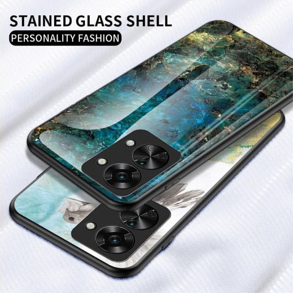SKALO OnePlus Nord 2T 5G Marmor hærdet glas TPU Cover - #1