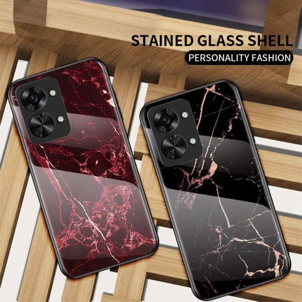 SKALO OnePlus Nord 2T 5G Marmor hærdet glas TPU Cover - #1