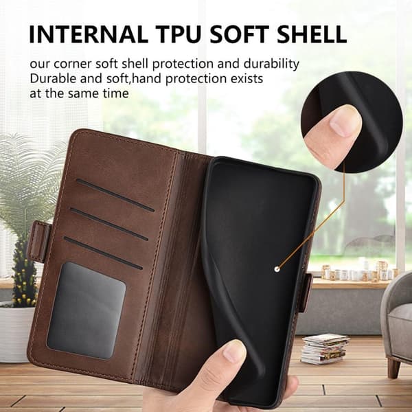 SKALO OnePlus Nord 2T 5G Premium Wallet Flip Cover - Brun