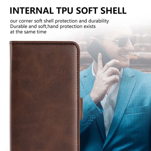 SKALO OnePlus Nord 2T 5G Premium Wallet Flip Cover - Brun