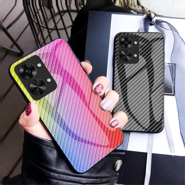 SKALO OnePlus Nord 2T 5G Hiilikuitu karkaistu lasi TPU suojakuori - Musta