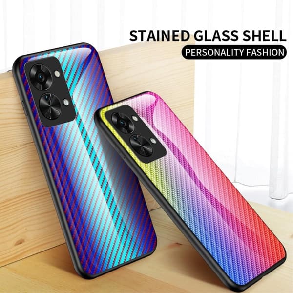 SKALO OnePlus Nord 2T 5G Hiilikuitu karkaistu lasi TPU suojakuori - Musta