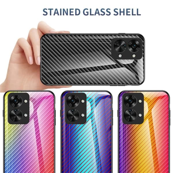 SKALO OnePlus Nord 2T 5G Hiilikuitu karkaistu lasi TPU suojakuori - Musta