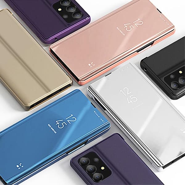 SKALO Samsung A13 4G Clear View Mirror Etui - Mørk lilla