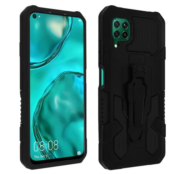 Huawei P40 Lite Fodral - AVIZAR - Polyarmor Series - Stativ och metallbältesklämma - Stötsäker beläggning
