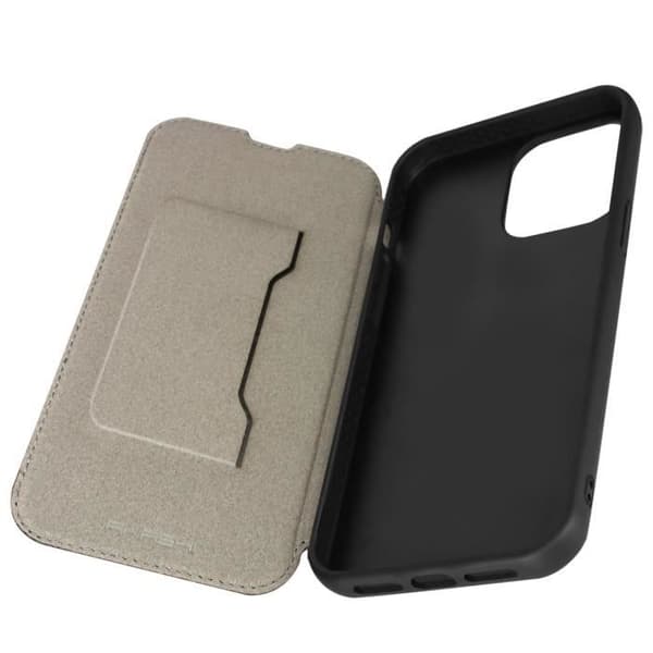 iPhone 13 Pro Max-fodral - Akashi - Äkta läder - Svart - Videostöd - Kortficka