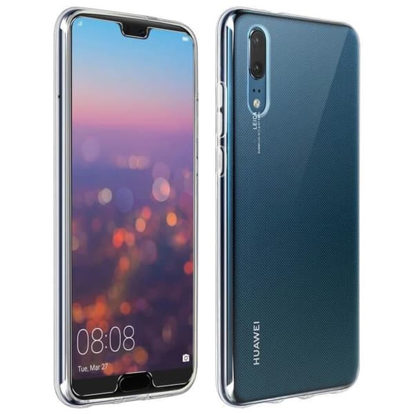 Skal och Skydd Film - Huawei - P20 - Transparent Silikon - Härdat Glas - Mjuk