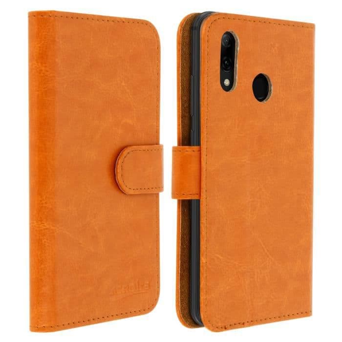 Altice S62 Fodral Folio Cover Korthållare Adhesive Mount Camel Brown