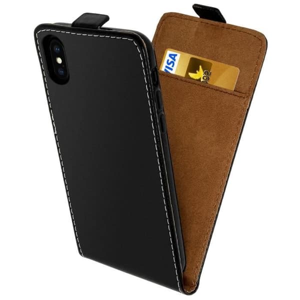 Hus iPhone X / XS - AVIZAR - Vertikal Flipfodral - Magnetiskt skydd - Kortfack - Svart