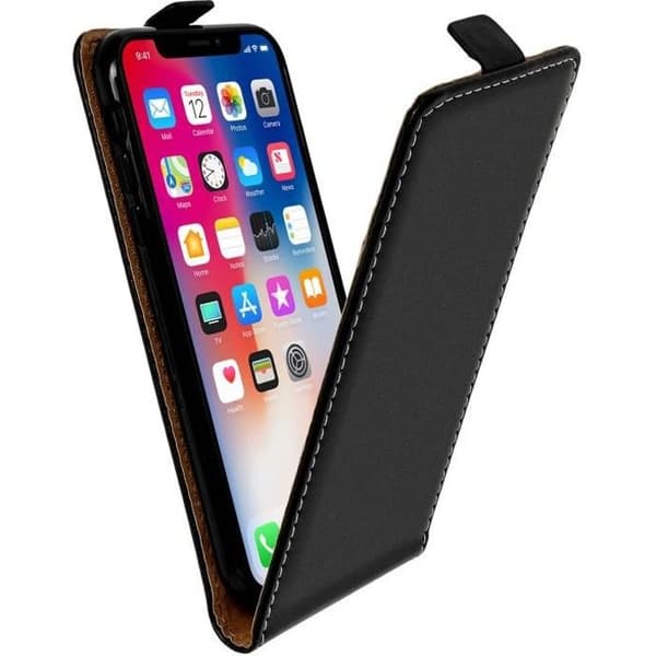 Hus iPhone X / XS - AVIZAR - Vertikal Flipfodral - Magnetiskt skydd - Kortfack - Svart