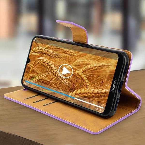 Honor 8A Flip Cover Korthållare Funktion Videostöd lila lila Lila