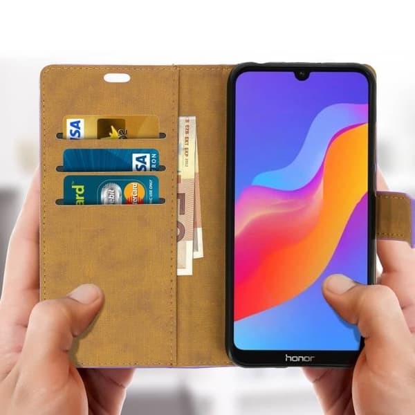 Honor 8A Flip Cover Korthållare Funktion Videostöd lila lila Lila
