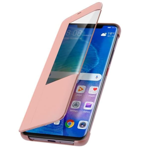 Housse - AVIZAR - Huawei Mate 20 Pro - Hård Skal - Roséguld - Fodral med Stort Fönster