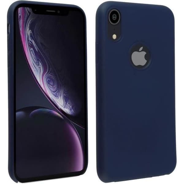 Skyddsskal - AVIZAR - iPhone XR - Halvhård silikon - Soft Touch-yta - Mörkblå