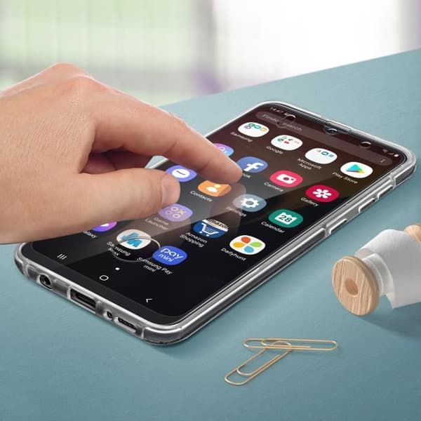 Samsung Galaxy A70 Fodral Hårt Ryggskydd Fram Taktil Transparent Vit