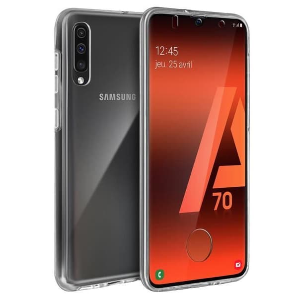 Samsung Galaxy A70 Fodral Hårt Ryggskydd Fram Taktil Transparent Vit