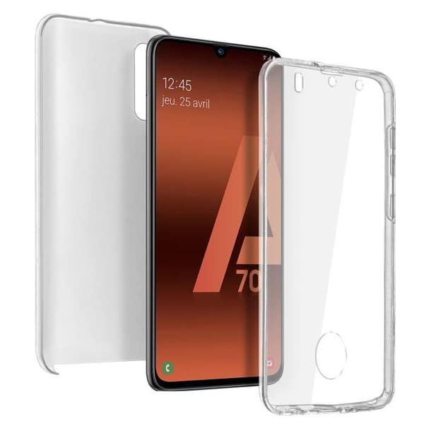 Samsung Galaxy A70 Fodral Hårt Ryggskydd Fram Taktil Transparent Vit