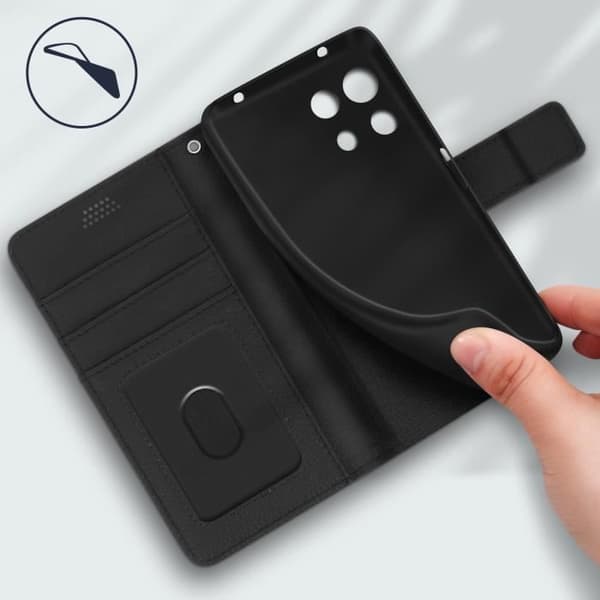 Skal - AVIZAR - Xiaomi Mi 11 Lite - Svart konstläder - Plånbok - Videostöd