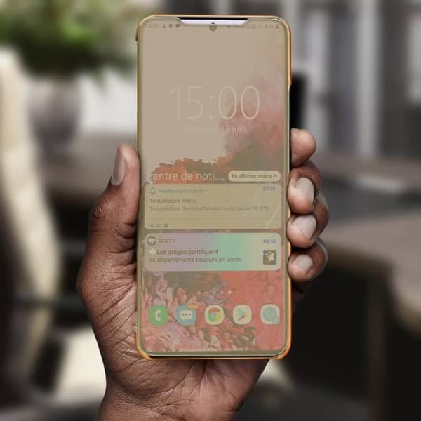 Skal Galaxy S20 Ultra Flip Mirror Effect Video Support Qi-kompatibel Gyllene Gul