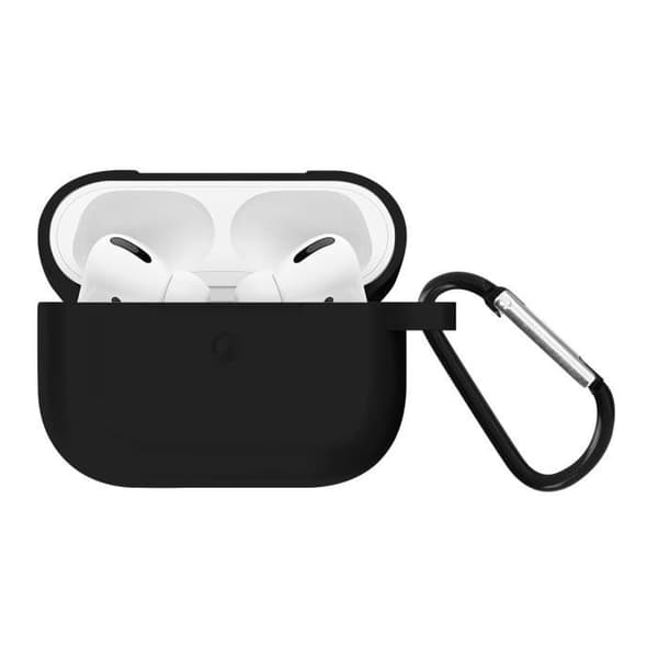 Coque AirPods Pro - Flexibel - Svart - Repellerande - Spårfria - Inkluderad karabinlås