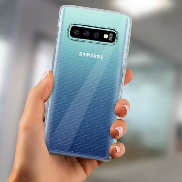 Coque och Skyddande Film - AVIZAR - Samsung Galaxy S10 Plus - Silikon Gel - Härdat Glas - Transparent