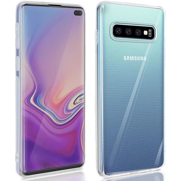 Coque och Skyddande Film - AVIZAR - Samsung Galaxy S10 Plus - Silikon Gel - Härdat Glas - Transparent