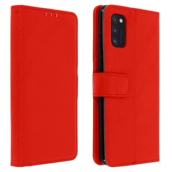 Hölster för Samsung Galaxy A41 - AVIZAR - Kortfodral - Silikon Gel - Röd - Magnetisk