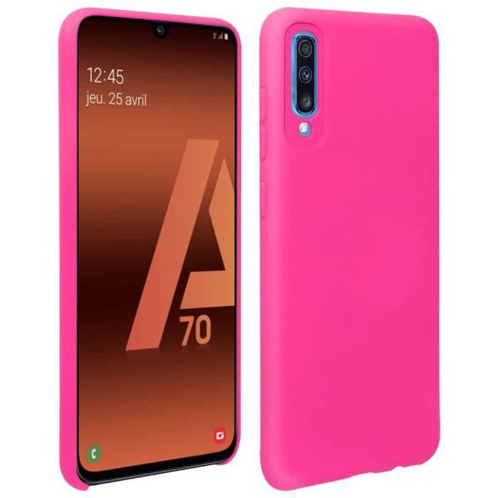Samsung Galaxy A70 Halvstyv matt silikonfodral Soft Touch Finish Rosa Rosa