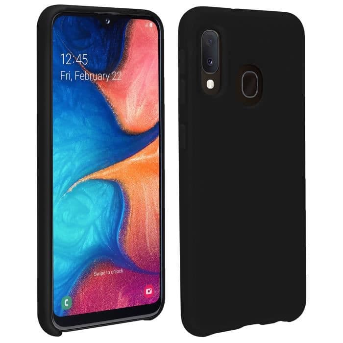 Samsung Galaxy A20e Matt halvstyvt silikonfodral Soft Touch Finish Svart
