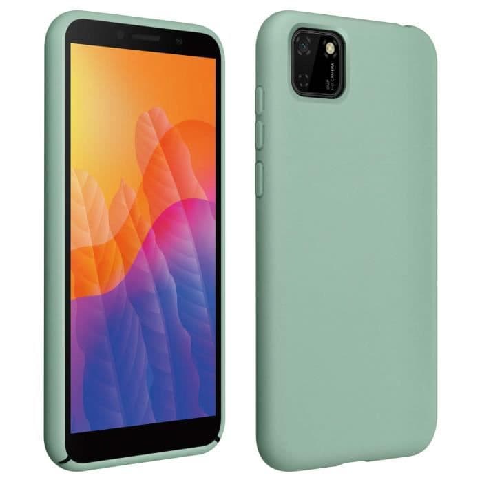 Huawei Y5p halvstyvt silikonfodral Soft Touch Finish Emerald Green Grå