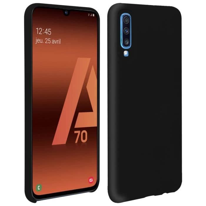 Samsung Galaxy A70 Matt halvstyvt silikonfodral Soft Touch Finish svart Svart