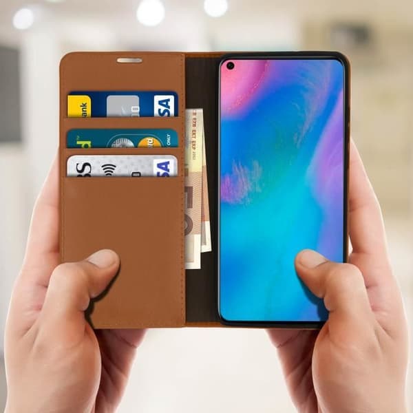 Etui - Huawei - P30 Pro - Äkta läder - Video stöd - Kamelbrun