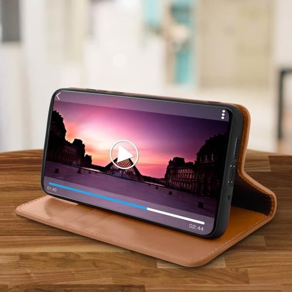 Etui - Huawei - P30 Pro - Äkta läder - Video stöd - Kamelbrun