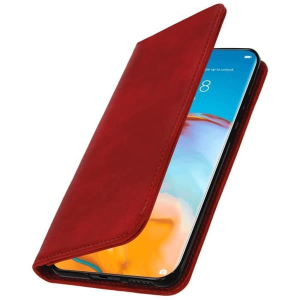 Housse Folio - AVIZAR - Huawei P40 Pro - Röd - Silikongele - Video Stöd
