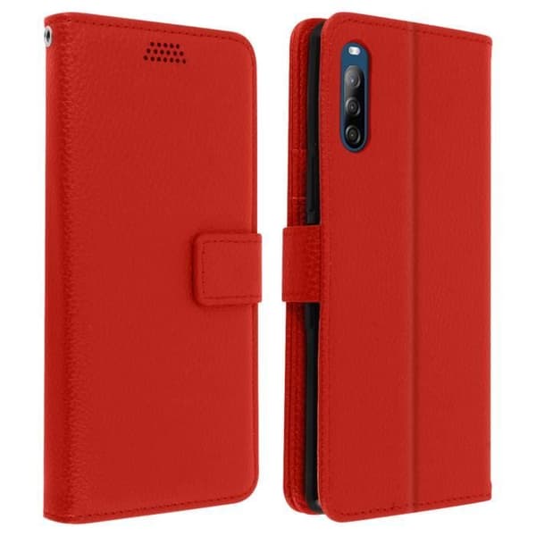Housse Folio - AVIZAR - Sony Xperia L4 - Röd - Mjuk Skal - Videostöd
