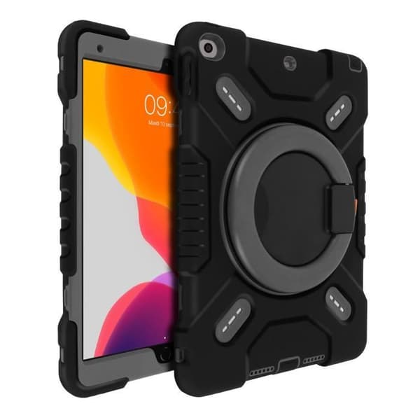 Coque iPad 2019 10.2 - Stötsäker - Svart - Silikon - Polykarbonat - Stödben